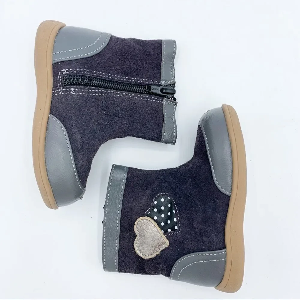 See Kai Run Shelby Toddler Booties w/Heart Detail‎